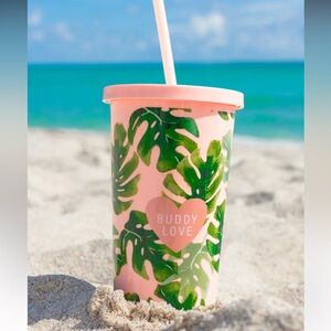 NWT Buddy love palm tumbler with straw